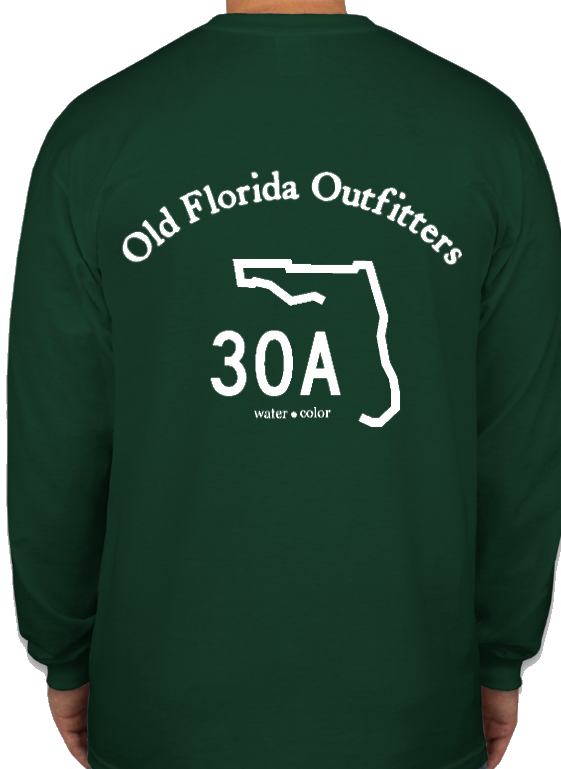 Ofo Long Sleeve Logo "30a" T-shirt In Spruce/white - Long-sleeved T-shirt (561x769), Png Download