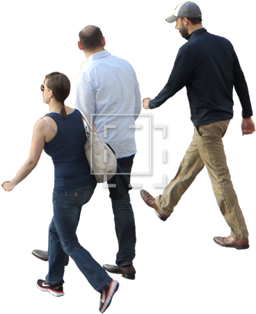 Overhead View Of Three People Walking - Walking Crowd For Photoshop (450x450), Png Download