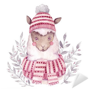 Watercolor Vector Alpaca Illustration - Christmas Watercolor Image Illustration (400x400), Png Download