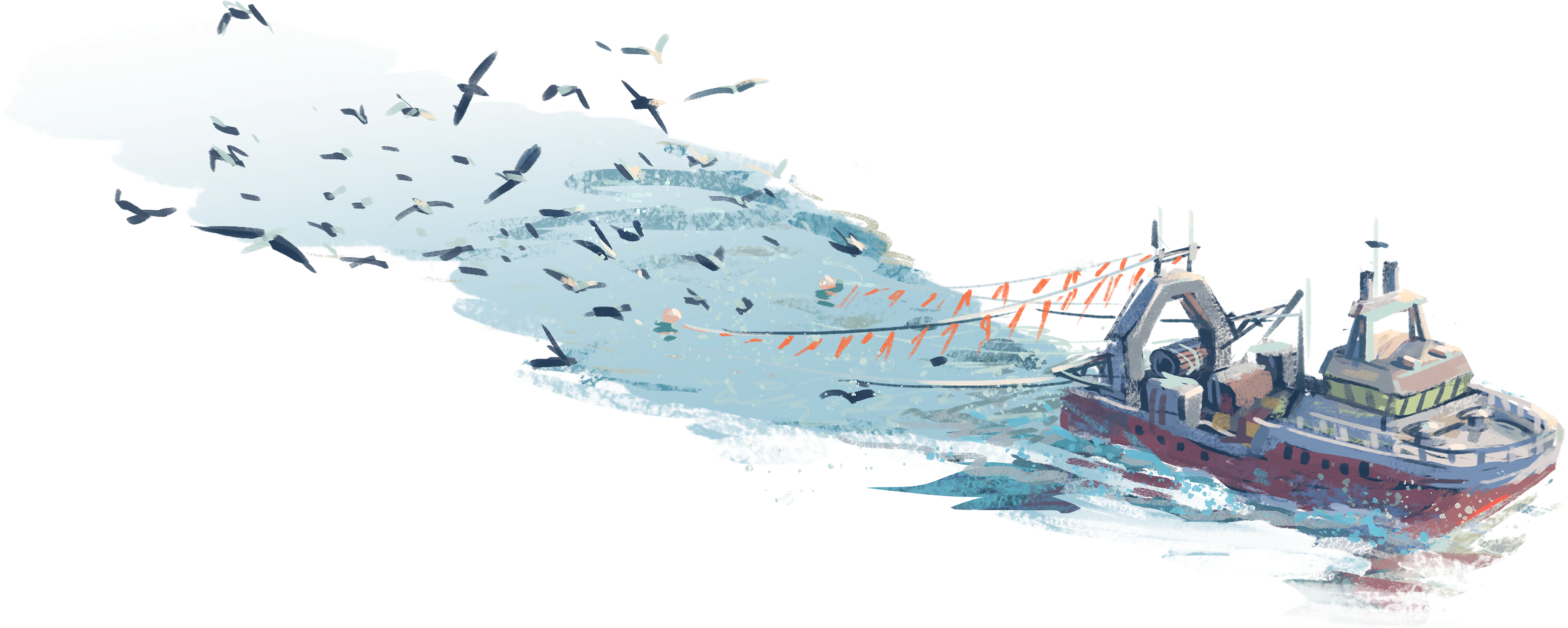 Fishing-boat - Watercraft (3152x1390), Png Download