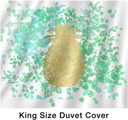 Watercolor And Gold Pineapple Duvet Bed In A Box- With - Pineapple (480x480), Png Download