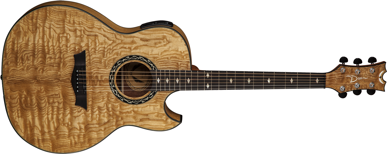 Acoustic Guitar Png Pic - Dean Exhibition Quilt Ash Acoustic-electric Guitar (1400x596), Png Download