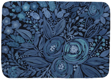 Watercolor Floral Illustration Print In Navy Bath Mat - Watercolor .black Brown Floral Pattern . Scarf (400x400), Png Download