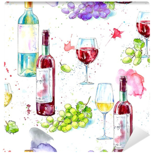 Seamless Pattern Of A Bottle Of White And Red Wine,grape - Red Wine (400x400), Png Download