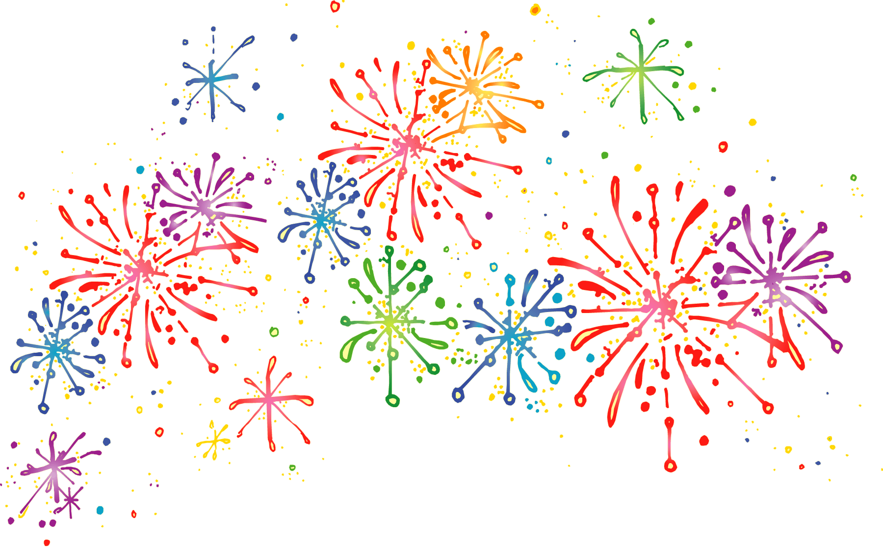 Cartoon Fireworks - Fireworks Clipart (1800x1115), Png Download
