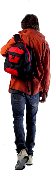 Man Walking Away - Backpack (220x586), Png Download