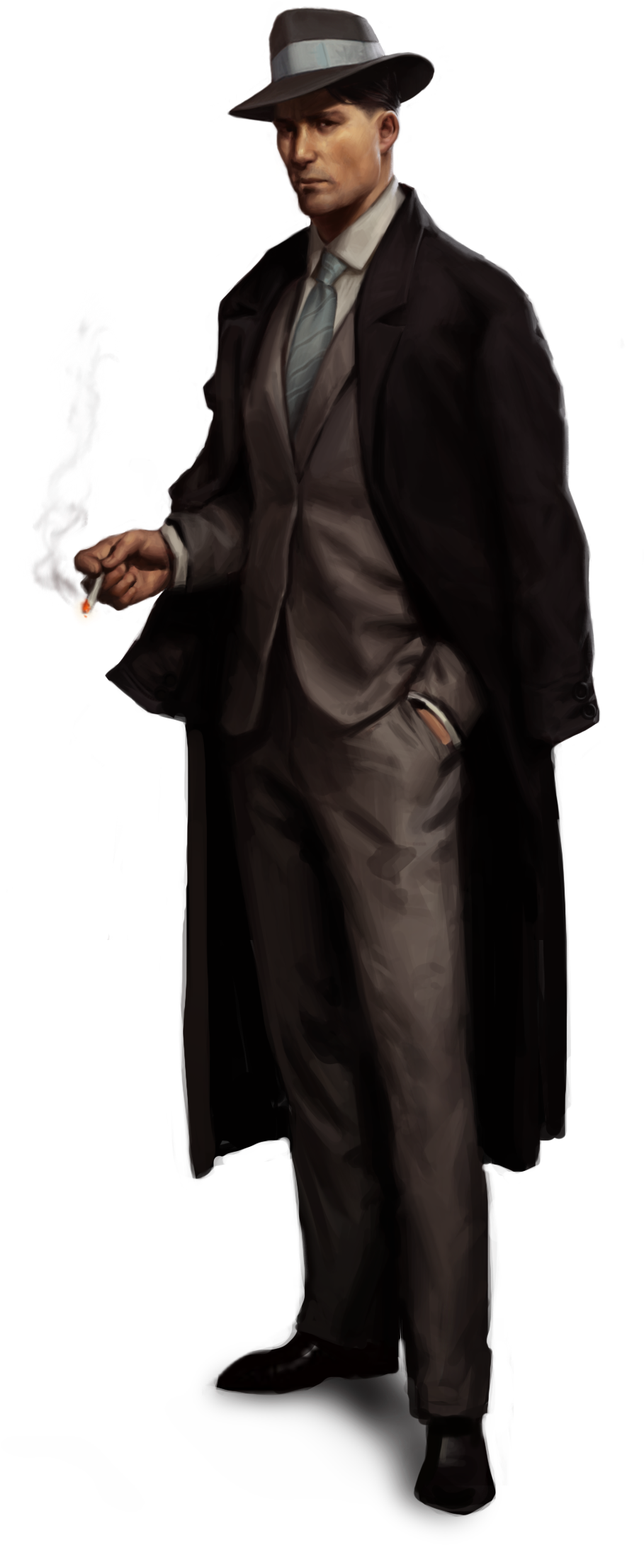 Mafia Man Film Noir - Gangster Character Art (1078x2315), Png Download