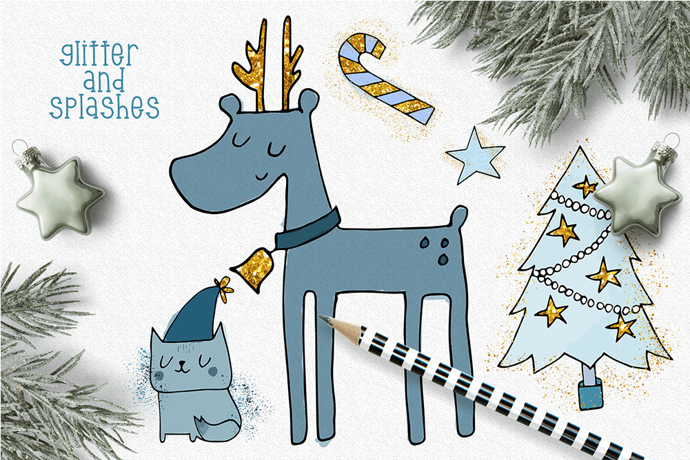 Cute Digital Watercolor Christmas Clipart Collection - Watercolor Painting (1000x1000), Png Download