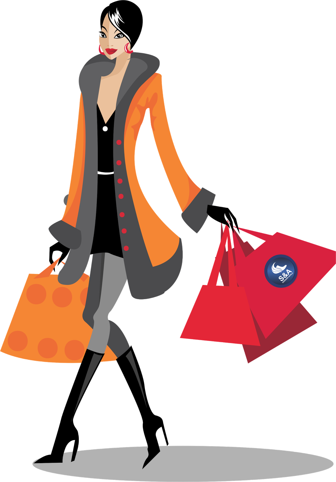 Fashion Girl Png Free Download - Woman Shopping Vector Png (1116x1600), Png Download