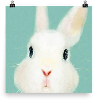 Watercolor Bunny - 16×16in×4 Panels Pegs Painting Hanging Canvas Waterproof (600x600), Png Download