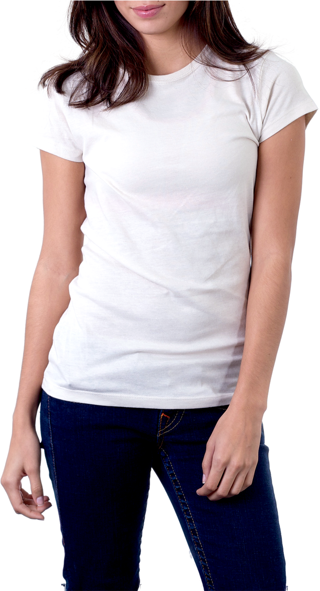 Women's White T-shirt Png Image - White T Shirt Women Png (679x1212), Png Download