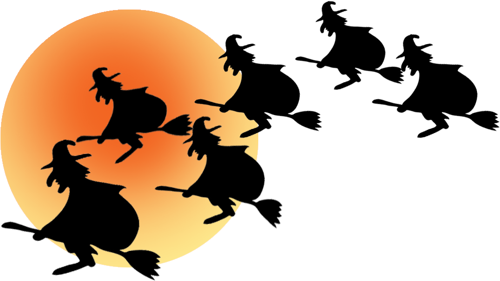Halloween Border Image With Witches And Moon - Halloween Border Png (1050x658), Png Download