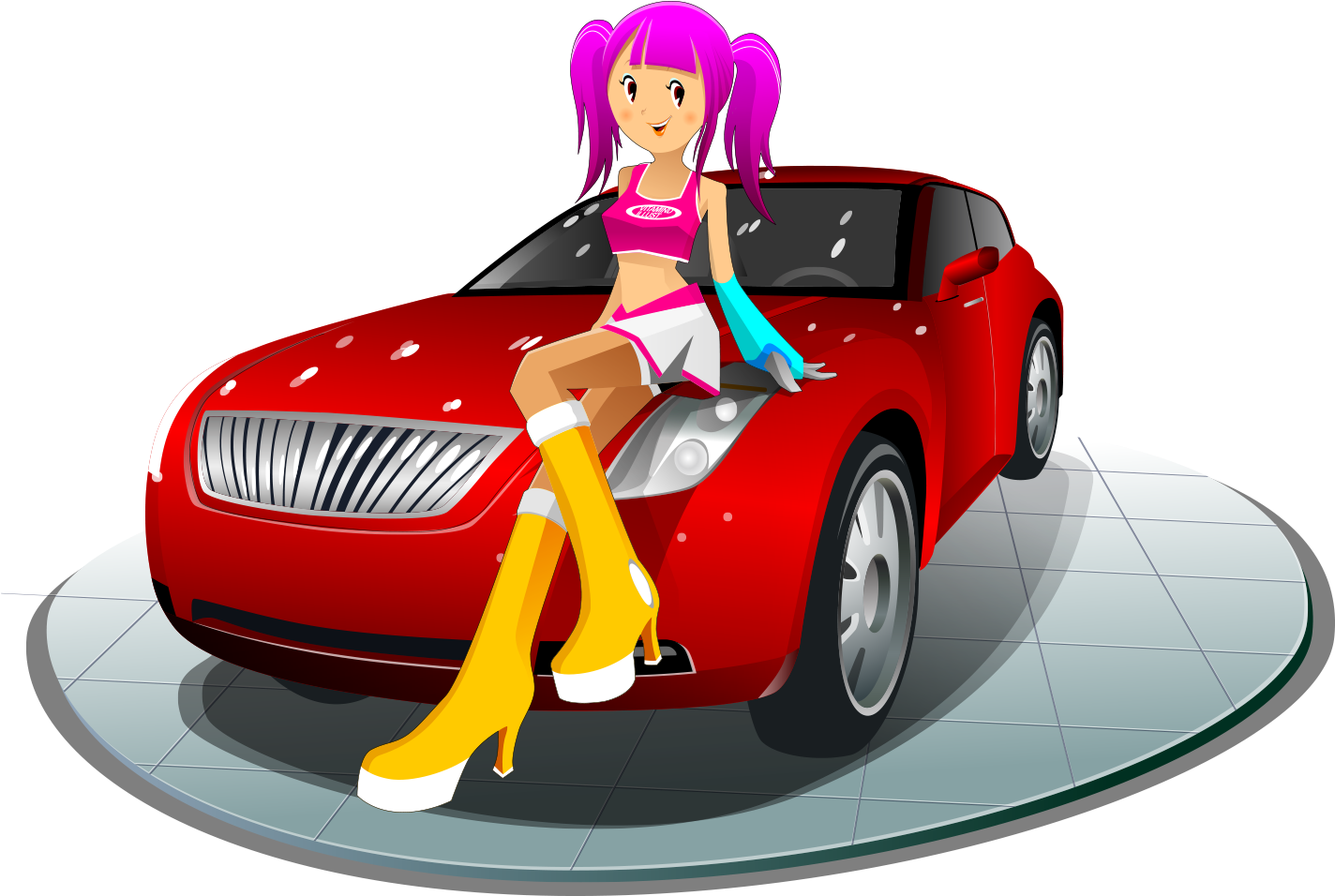 Cartoon Girl Clip Art - Girl In Car Clipart Png (1589x955), Png Download