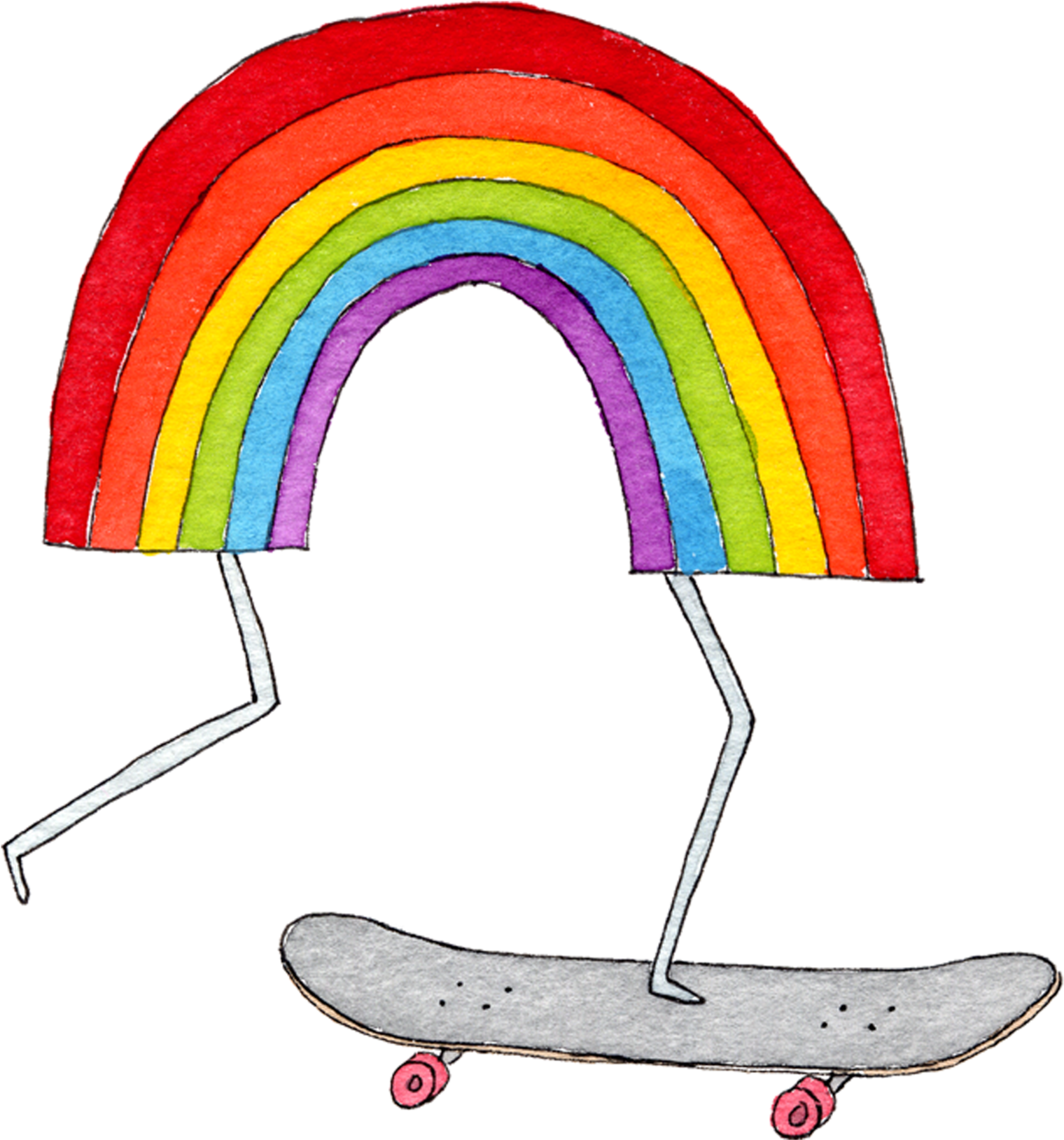 Rainbow Skateboard - Tattly Temporary Tattoos Rainbow Set (2048x2048), Png Download
