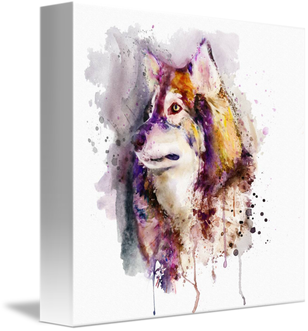 "watercolor Wolf Portrait" By Marian Voicu, Bucharest - Marian Voicu (606x650), Png Download