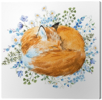 Watercolor Sleeping Fox (400x400), Png Download