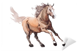 Watercolor Painting Of Galloping Horse, Free Running - Cheval Au Galop Dessin (400x400), Png Download