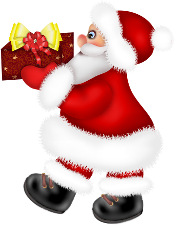 Santa Claus With Red Present Png Clipart - Portable Network Graphics (429x462), Png Download