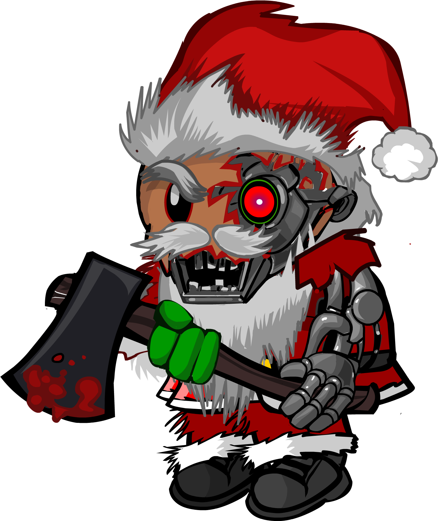 Insane Santa - Portable Network Graphics (1564x1846), Png Download