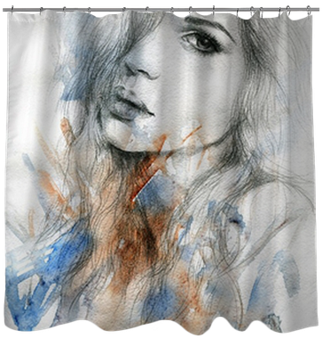 Watercolor Illustration Shower Curtain • Pixers® • - Art Print: Ismagilova's Beautiful Woman. Watercolor (400x400), Png Download