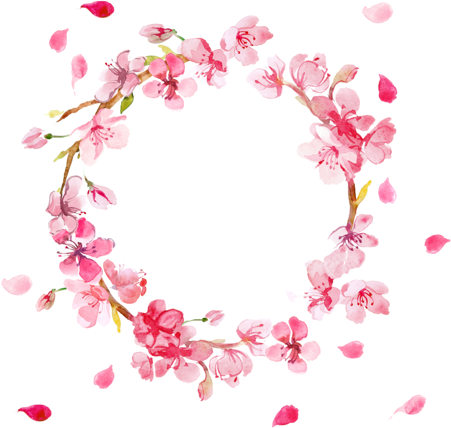 Pink Flowers Free Png Image - Pink Flower Wreath Png (999x999), Png Download