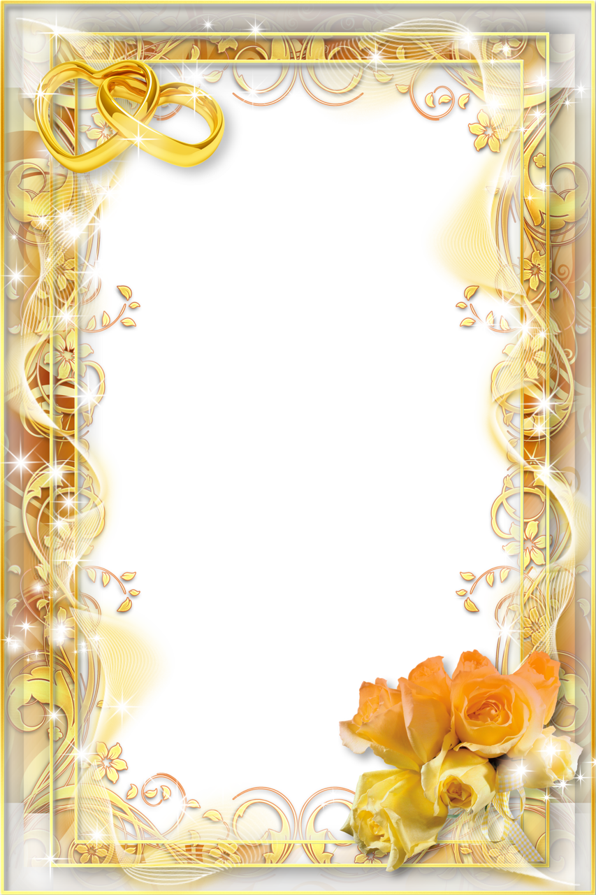 Yellow Wedding Png Photo Frame - Png Wedding Photo Frames (400x600), Png Download