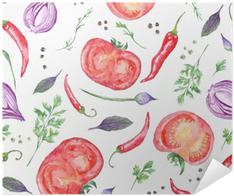 Tomato And Spices Fresh Watercolor Background Poster - Watercolor Painting (400x400), Png Download