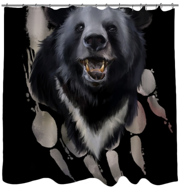 Head Of A Black Bear Watercolor Painting Shower Curtain - Watercolor Painting (400x400), Png Download