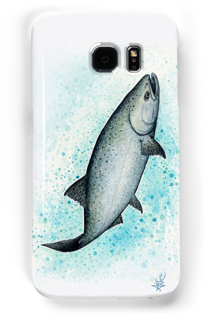 Samsung Case • "salmon Splash" - Salmon Splash By Amber Marine ~ Watercolor Paint... (500x700), Png Download