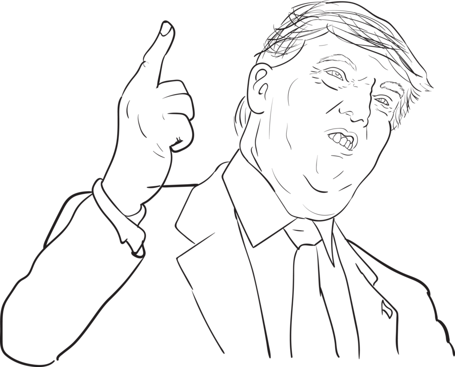 Donald Trump - Donald Trump Outline Drawing (900x725), Png Download