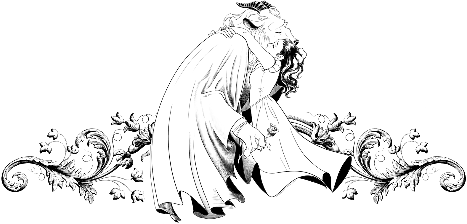 Beauty And The Beast - Beauty And The Beast Drawings (1600x907), Png Download