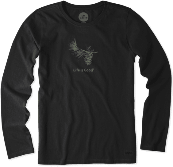 Women's Watercolor Pine Long Sleeve Crusher Tee - Life Is Good. Women's Ls Crusher - Snowplace Like Heart (570x570), Png Download