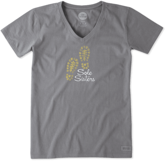 Watercolor Sole Sisters Boot Print V Neck T Shirt By - T-shirt (570x570), Png Download