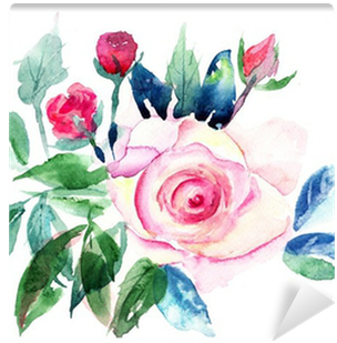 Decorative Roses Flowers, Watercolor Painting Wall - Watercolor Painting (400x400), Png Download