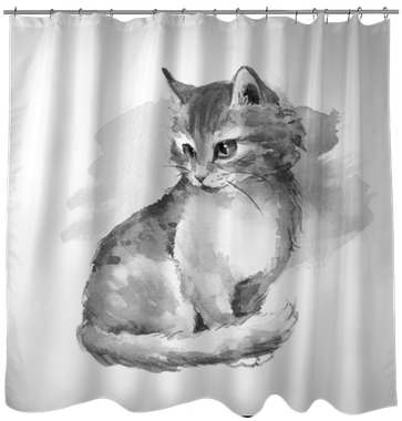 Black And White Watercolor Painting Shower Curtain - Watercolor Painting (400x400), Png Download