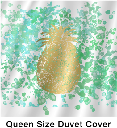 Gold Pineapple With Watercolor Inspired Background - Fruit (480x480), Png Download