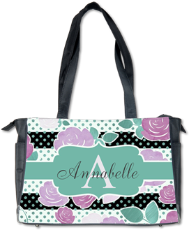 Modern Watercolor Monogram Diaper Bag> Lavender Watercolor - Pink Black Flower Horizontal Stripe Shower Curtain (350x350), Png Download