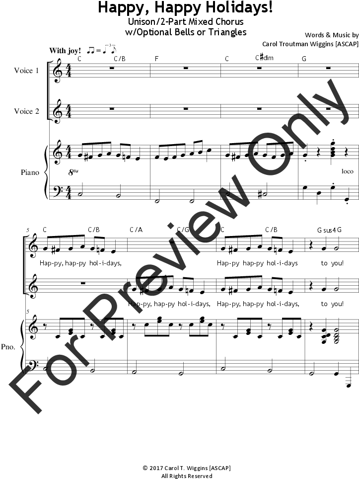 Happy, Happy Holidays Thumbnail Happy, Happy Holidays - Cow Jumped Over The Moon Piano (816x1056), Png Download