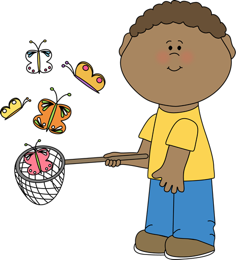 Spring - Catching Butterflies Clipart (469x517), Png Download