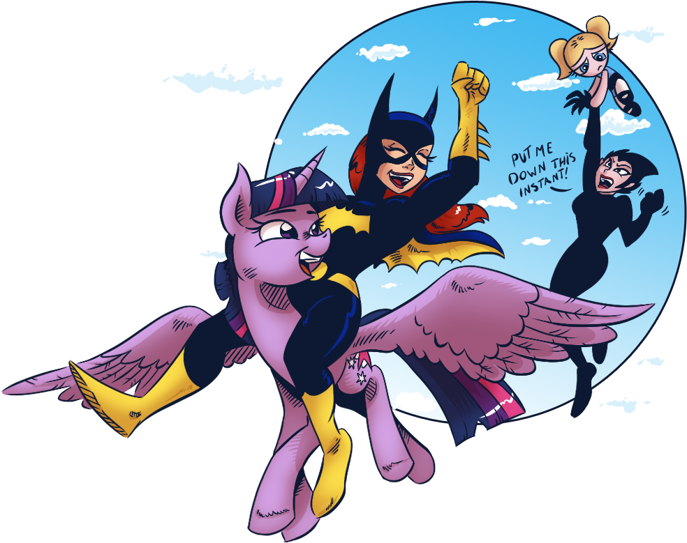 Saturdaymorningproj, Ashi, Batgirl, Bubbles , Crossover, - Twilight Sparkle Batgirl (1040x878), Png Download