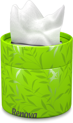 White Facial Tissues Green Box - Lenços Renova Laranjas (530x550), Png Download