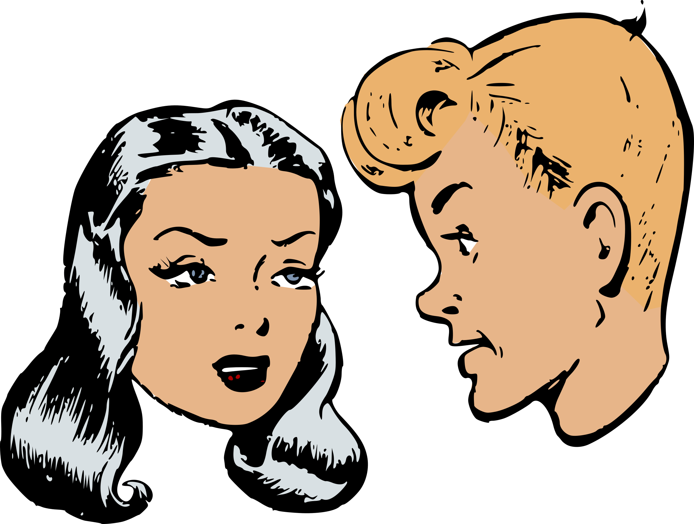 This Free Icons Png Design Of Retro Boy And Girl (2400x1812), Png Download