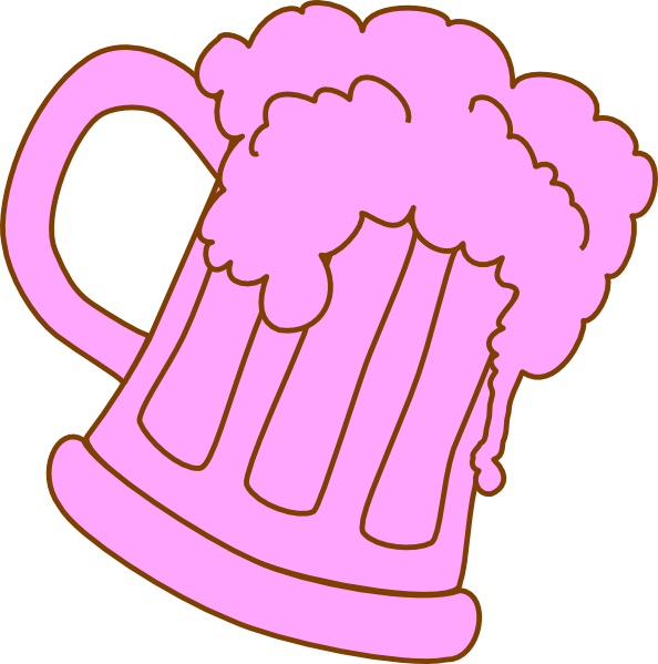 Pink Outline Beer Mug Clip Art - Pink Beer Mug (594x599), Png Download