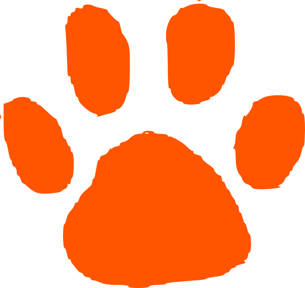Tiger Paw Print Png - Paw Print Orange Art (600x567), Png Download