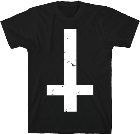 Upside Down Cross Mens T-shirt - T-shirt (484x484), Png Download