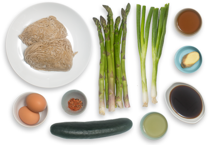 Fresh Soba Noodle Salad With Asparagus, Cucumber & - Food (700x477), Png Download