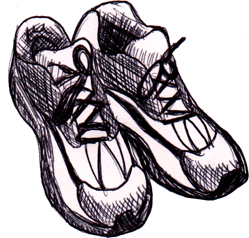 Clip Art Royalty Free Drawing On Sketch - Running Shoes Drawing (867x843), Png Download