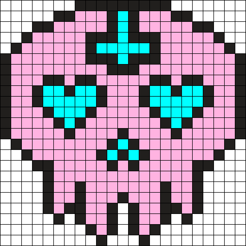 Heart Eye Skull Upside Down Cross Perler Bead Pattern - Baby Cat Pixel (484x484), Png Download