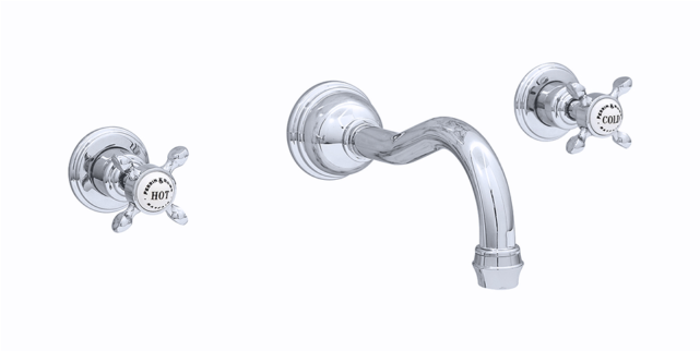 Perrin & Rowe Three Hole Wall Mounted Country Basin (640x427), Png Download