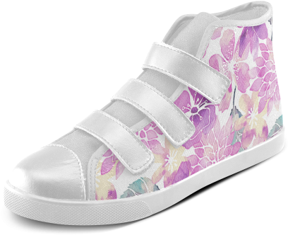 Watercolor Flower Pattern Velcro High Top Canvas Kid's - Toddler Vans Sk8-hi Zip (500x500), Png Download